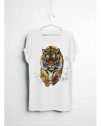 Painted T-shirt - jumping tiger